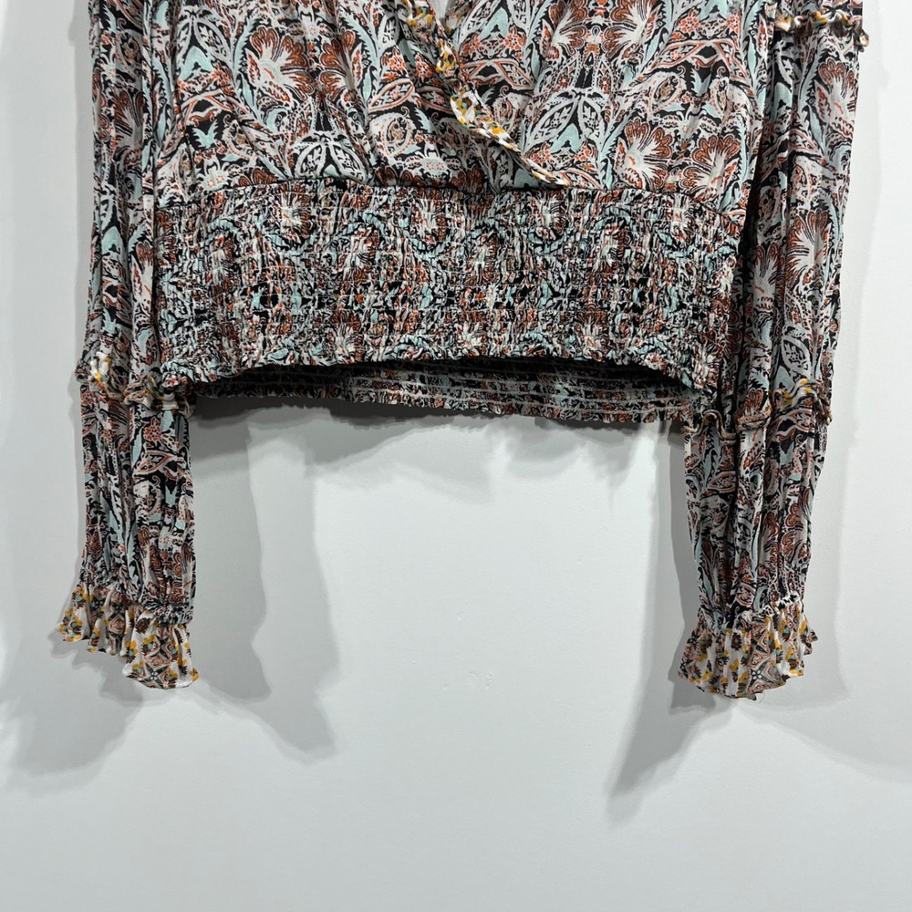 Anthropologie Babydoll Smocked Romantic Ruffle Top Boho Womens Large Feminine - Picture 3 of 13